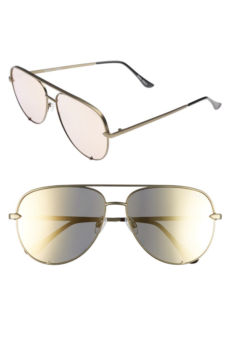 Australia x Desi Perkins High Key 60mm Aviator Sunglasses, Main, color, GREEN/ GOLD