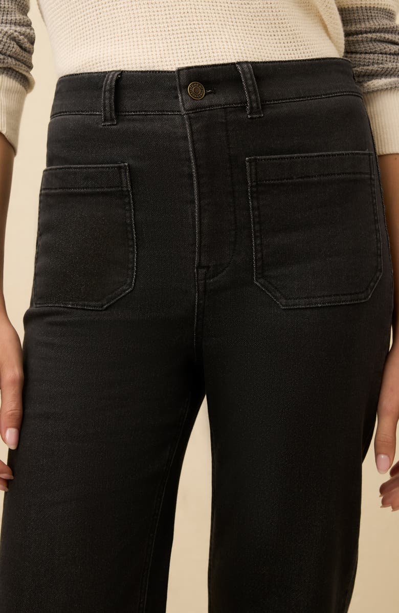 Faherty Patch Pocket High Waist Wide Leg Stretch Terry Pants, Alternate, color, Onyx Black