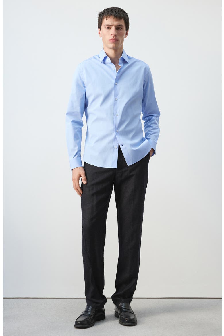Slim Fit Stripe Cotton Button-Up Shirt, Alternate, color, SKY BLUE