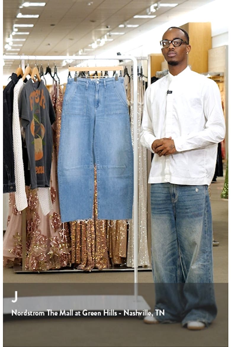 Utility Raw Hem Crop Barrel Jeans video