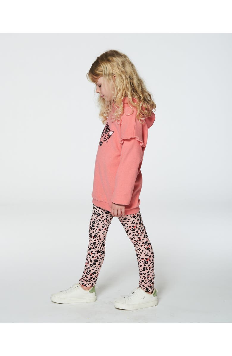 Deux par Deux Little Girl's Leggings Pink Printed Leopard Flowers, Alternate, color,