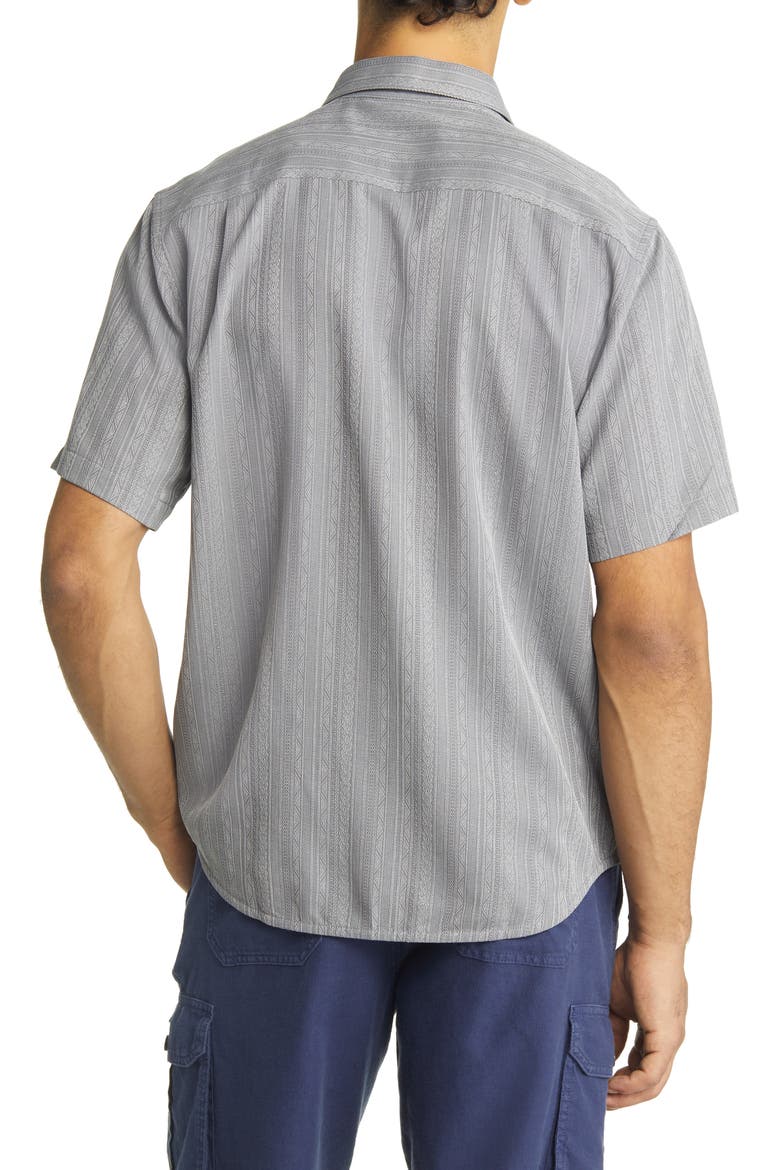 Salt Island Stripe Short Sleeve Silk Button-Up Shirt, Alternate, color, SHADOW