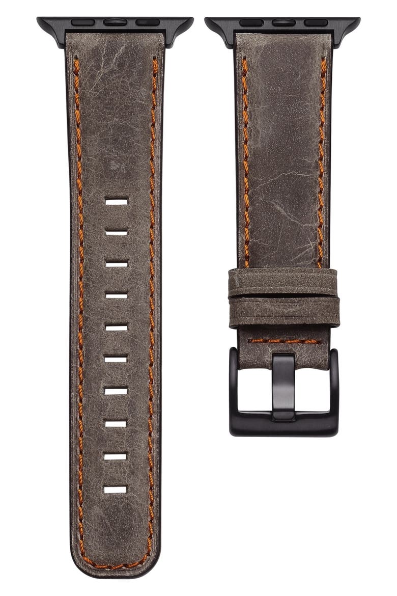 Leather Apple Watch® Watchband, Main, color, BROWN