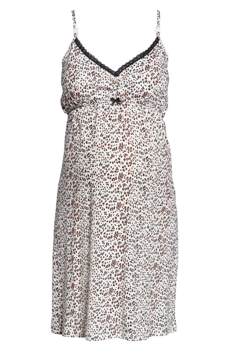 Belabumbum Luxe Leopard Maternity/Nursing Chemise, Alternate, color,