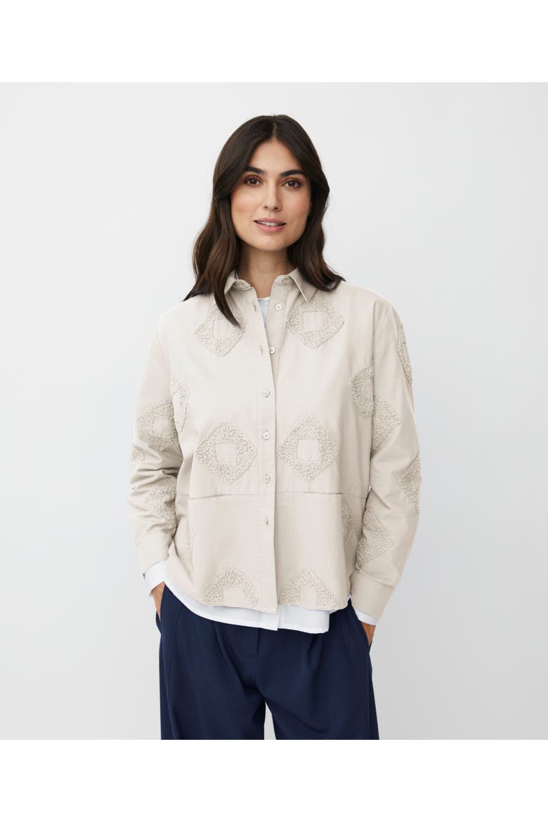 100% Cotton Long Sleeve Collared Shirt, Main, color, Jet Stream