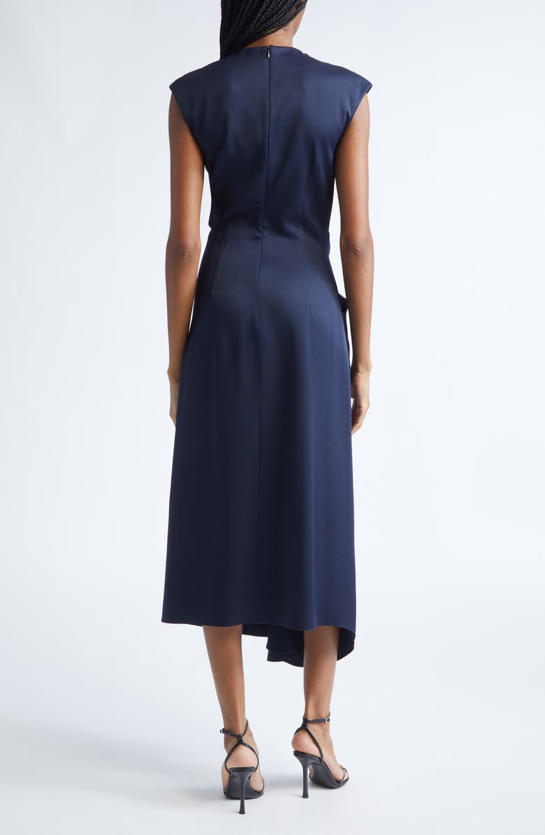 Michael Kors Collection Cowl Neck Satin Cinch Dress, Alternate, color, Midnight