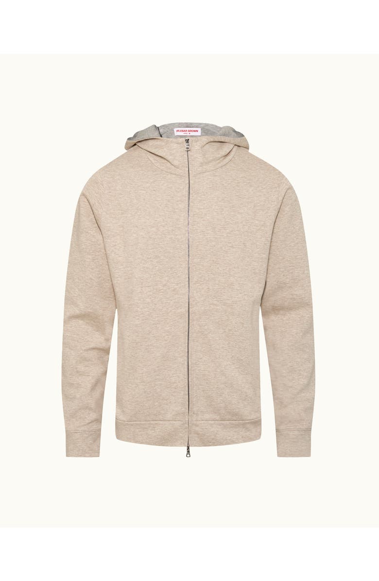 Orlebar Brown Mathers Cashmere Classic Fit Cashmere Blend Zip Through Hoodie, Alternate, color, Biscuit Melange