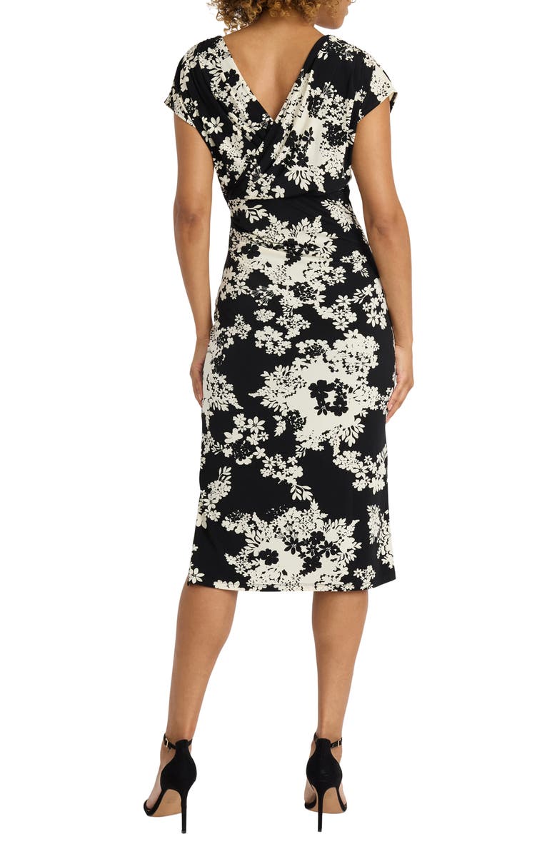 Maggy London Draped Short Sleeve Midi Dress, Alternate, color, 