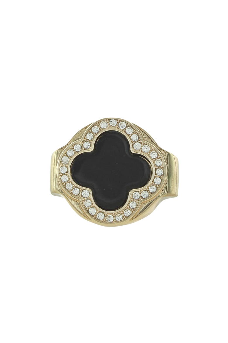 Clover Ring, Alternate, color, GOLD / BLACK / CLEAR
