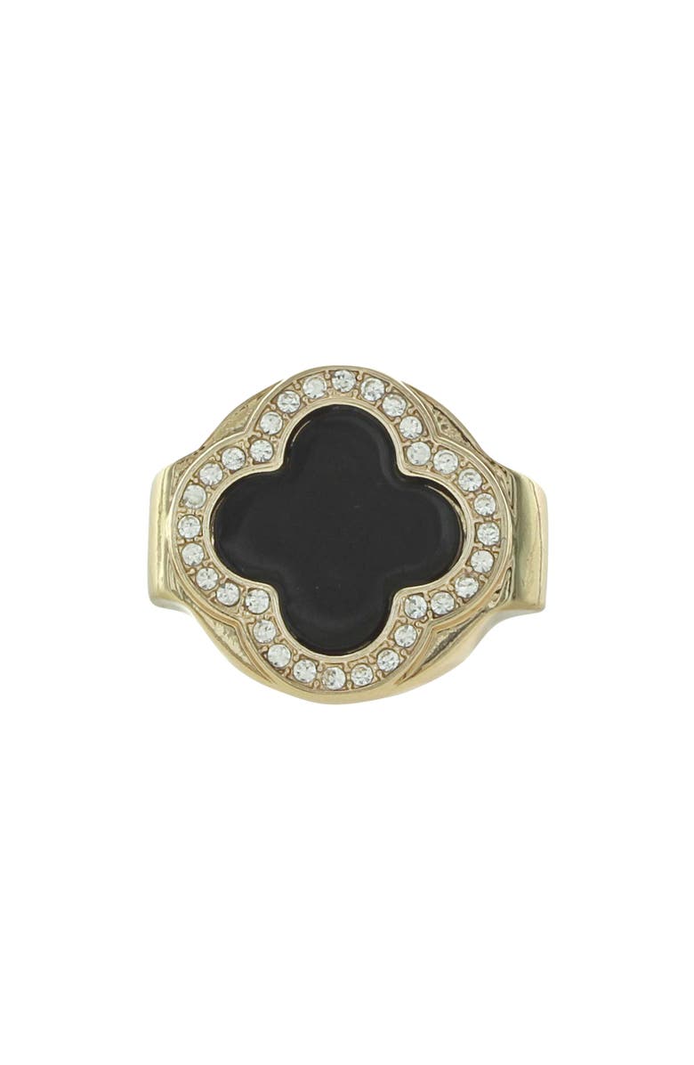 OLIVIA WELLES Clover Ring, Alternate, color, Gold / Black / Clear