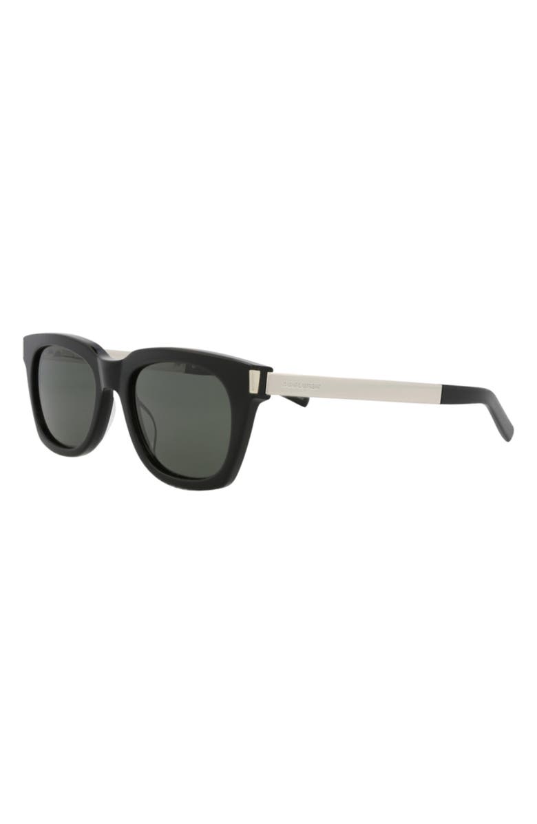 Saint Laurent 53mm Square Sunglasses, Alternate, color, Black Silver Grey