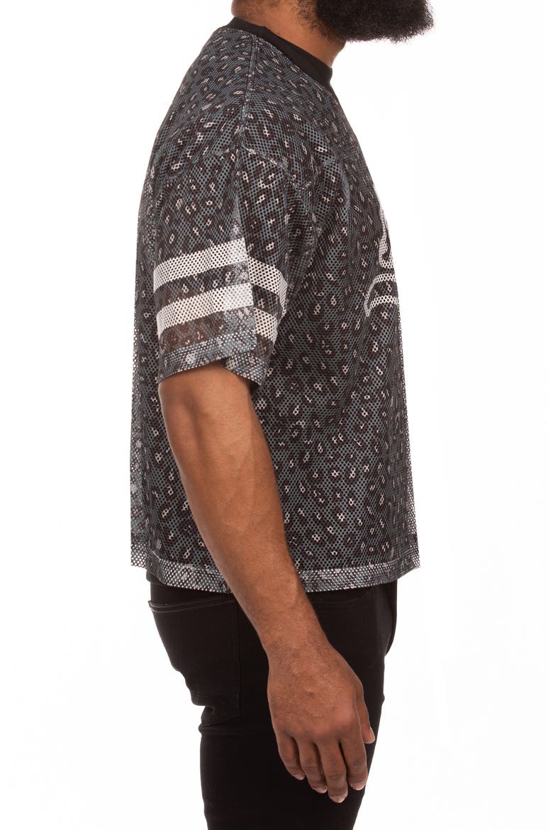 Eskimo Oversize Short Sleeve Mesh V-Neck Jersey, Alternate, color, BLACK