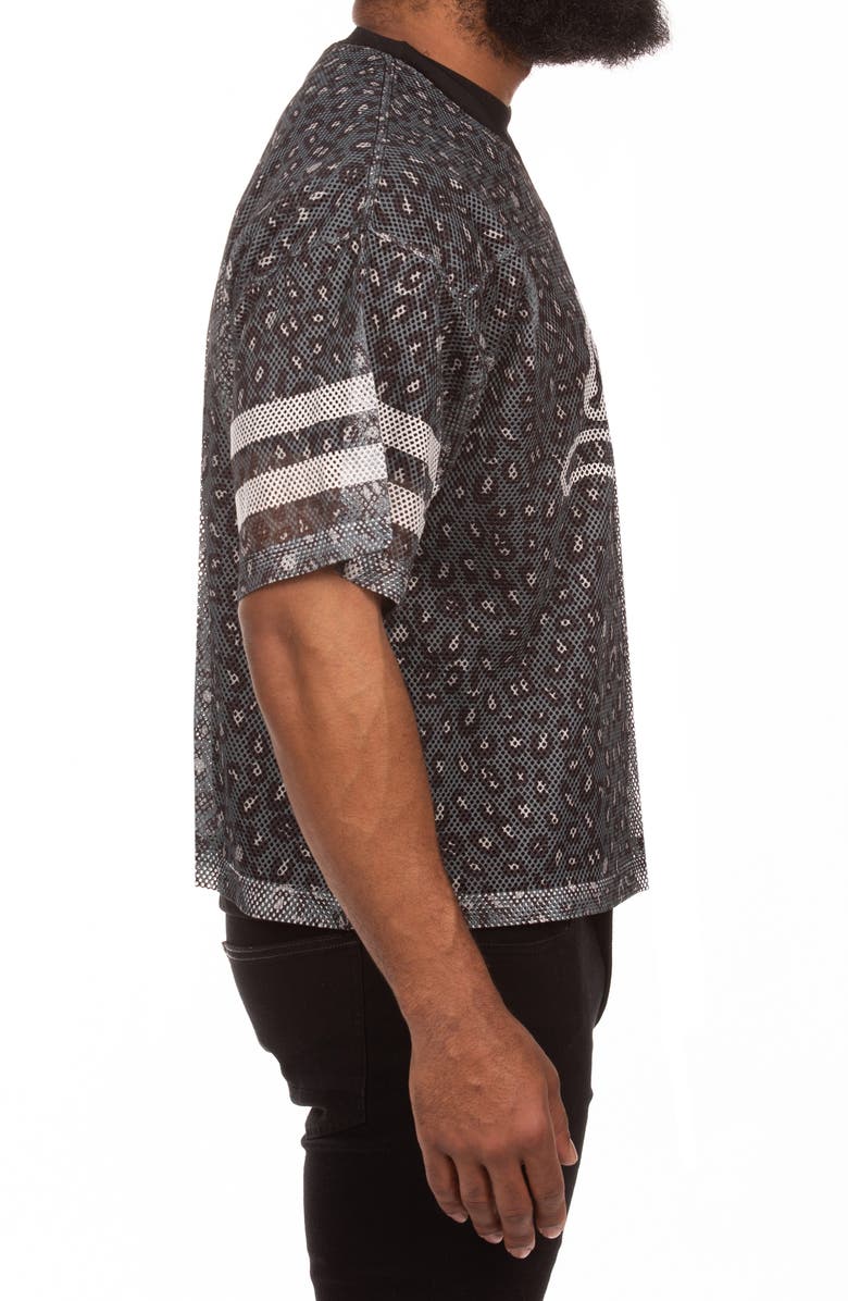 ICECREAM Eskimo Oversize Short Sleeve Mesh V-Neck Jersey, Alternate, color, Black