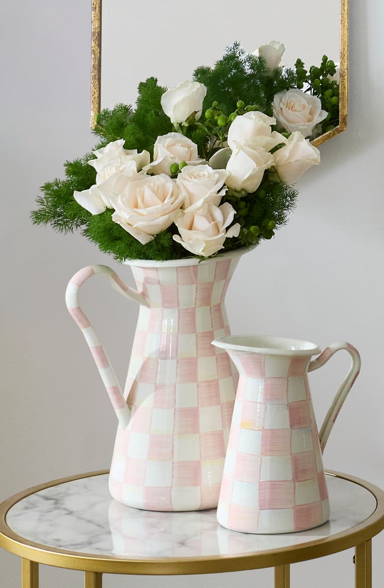 MACKENZIE CHILDS Rosy Check Large Enameled Steel Practical Pitcher, Alternate, color, Rosy