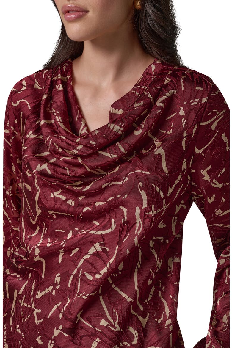 Printed Cowl Neck Burnout Top, Alternate, color, BLACK CHER