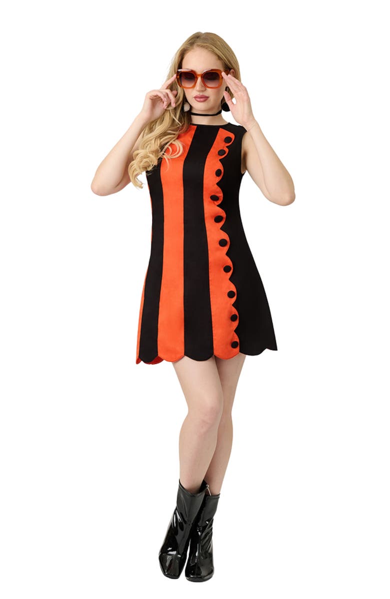 Smak Parlour Stripe Scallop Mini Dress, Main, color, Orange