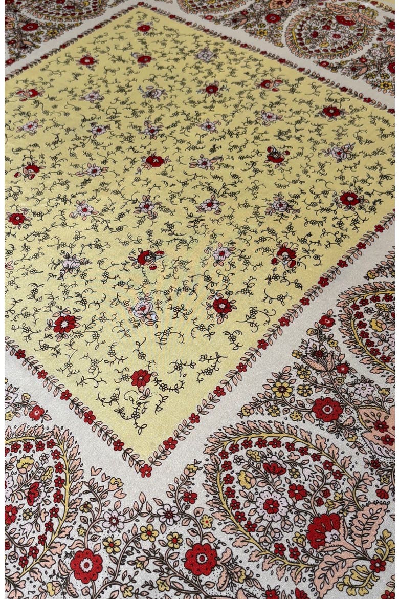 Floral Satin Scarf, Alternate, color, YELLOW