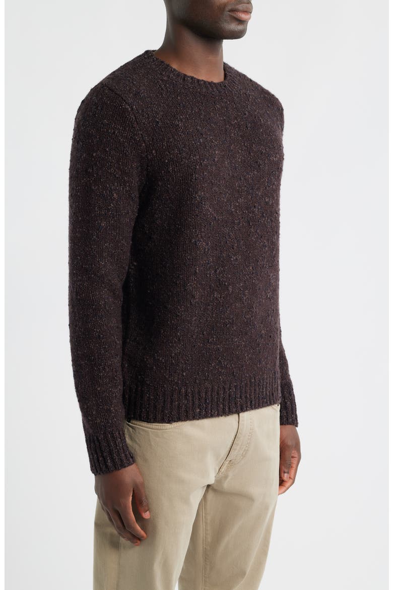 Italian Merino Wool Blend Crewneck Sweater, Alternate, color, BROWN MARL