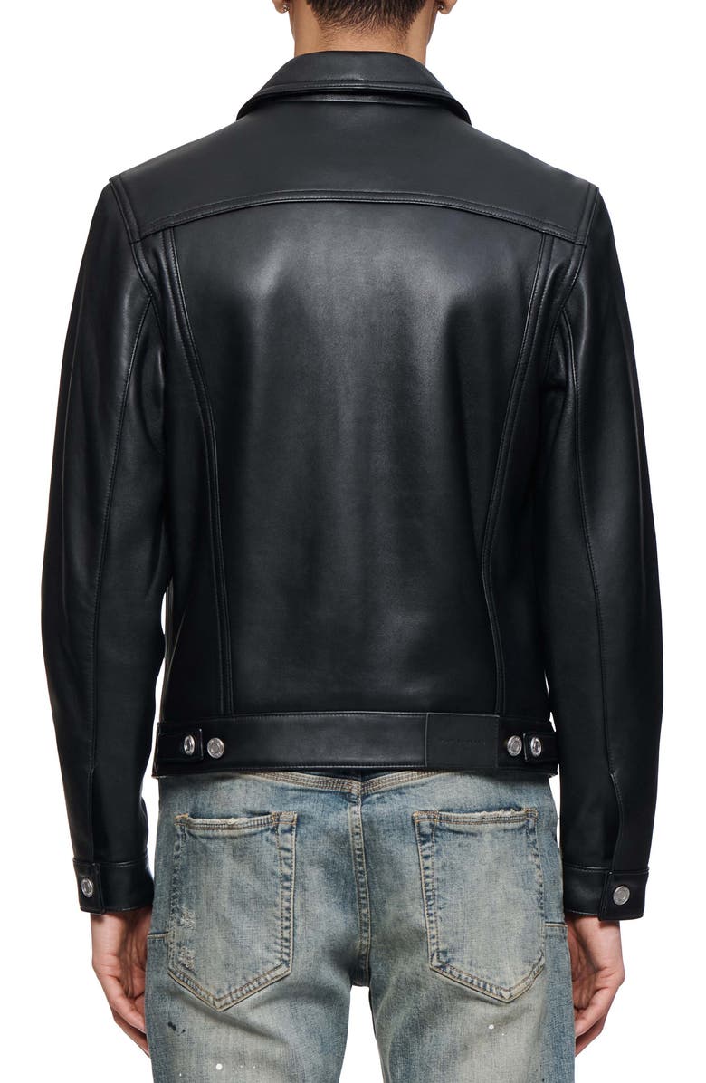 PURPLE BRAND Leather Trucker Jacket, Alternate, color,