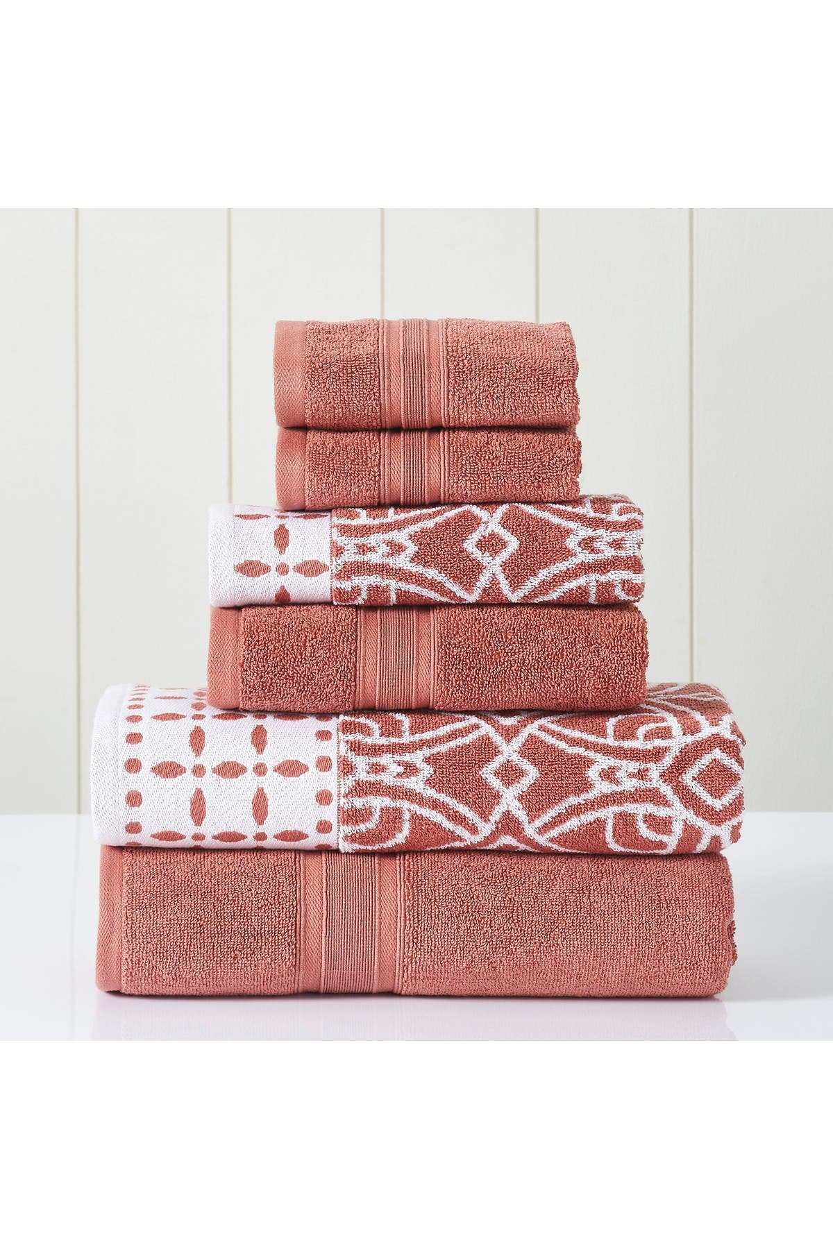 Modern Threads Yarn Dyed Jacquard/Solid Towel 6-Piece Set - Monore Blue