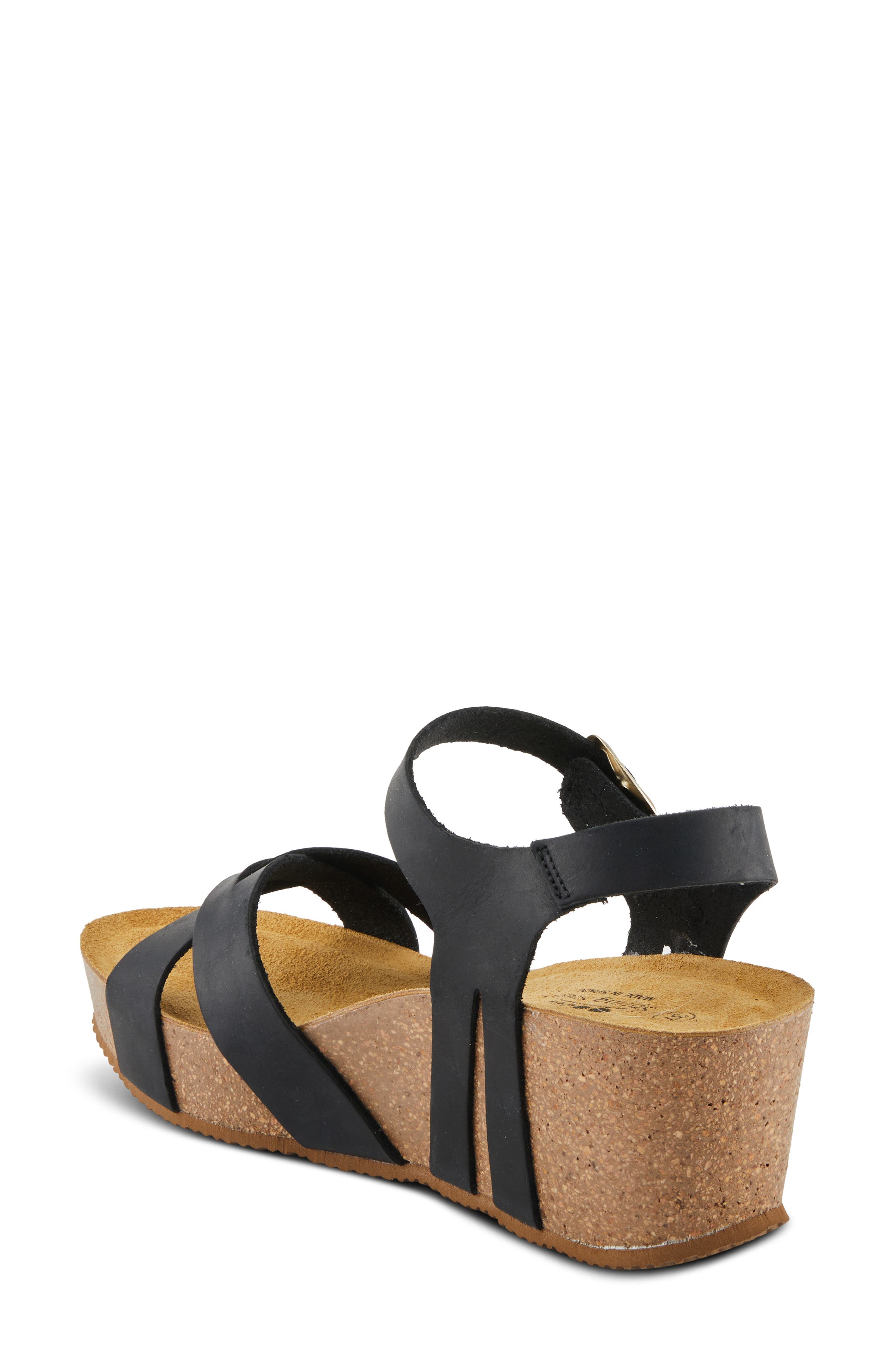 Spring Step Burton Ankle Strap Platform Wedge Sandal, Alternate, color, Black