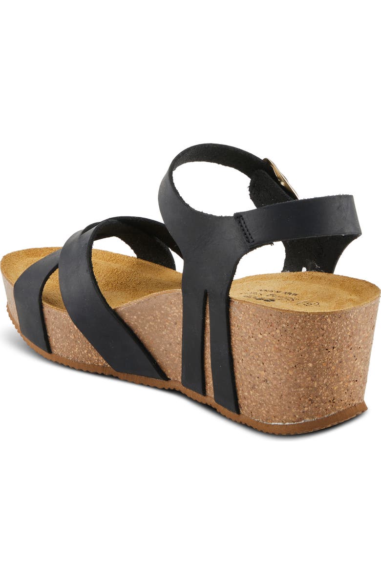 Spring Step Burton Ankle Strap Platform Wedge Sandal, Alternate, color, Black