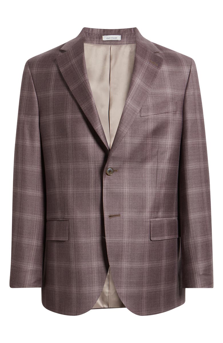 Peter Millar Hartford Classic Fit Russet Check Wool Twill Sport Coat, Alternate, color, Pink