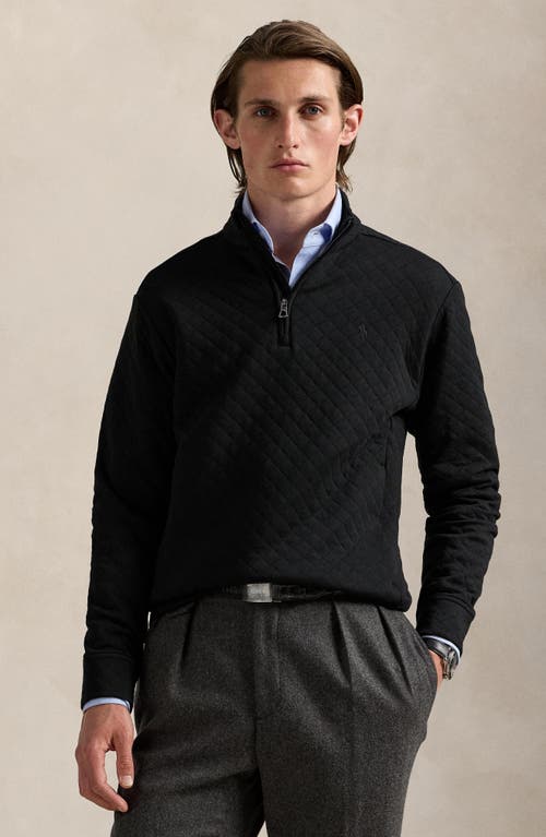 Polo Ralph Lauren Micro Quilted Cotton Quarter Zip Pullover In Black