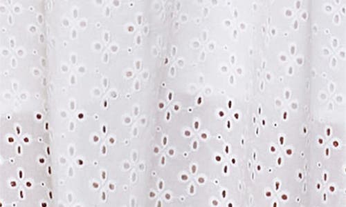 Melloday Embroidered Eyelet Puff Sleeve Smocked Midi Dress In White