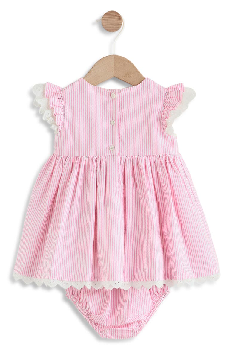 Stripe Cherry Embroidered Frill Dress & Bloomers Set, Alternate, color, PINK