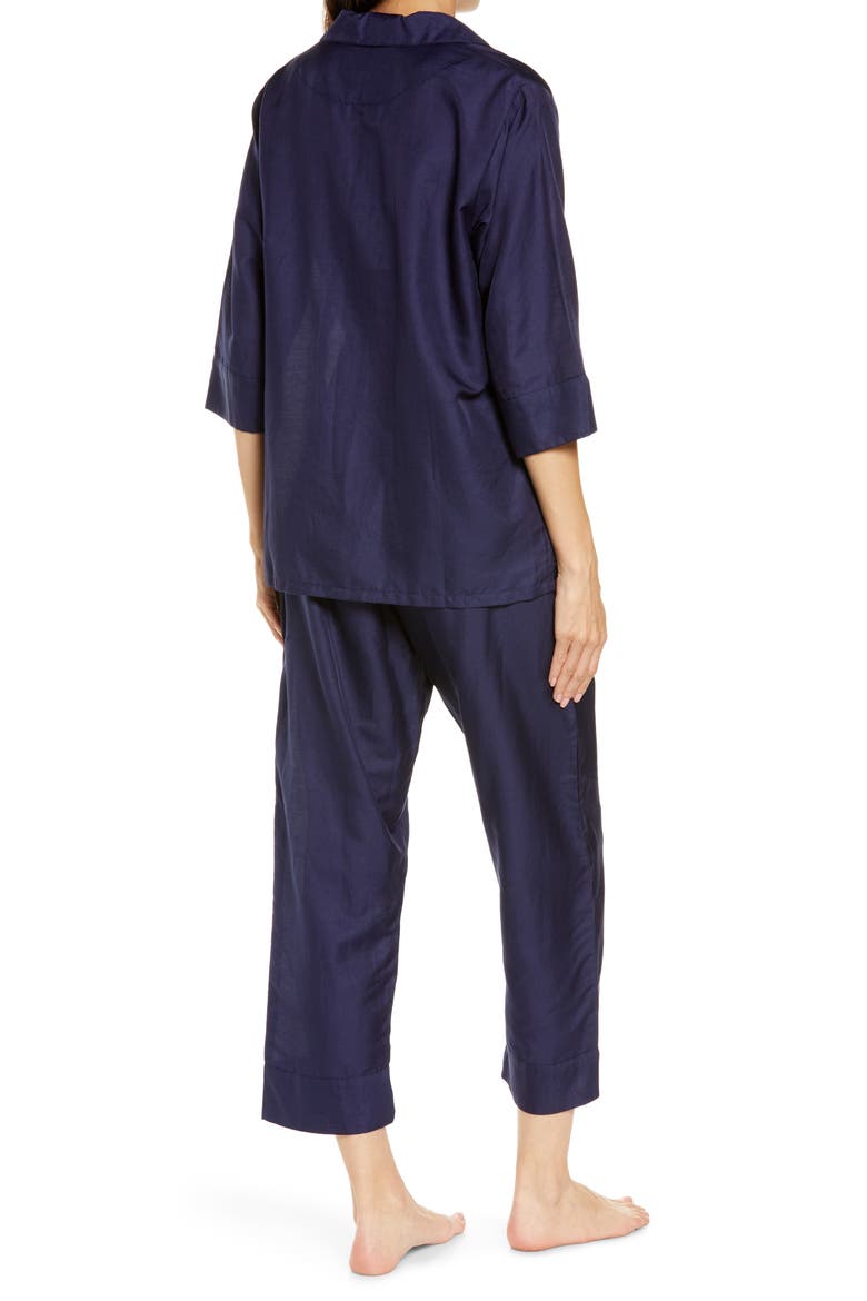 Classic Cotton & Silk Pajamas, Alternate, color, NAVY