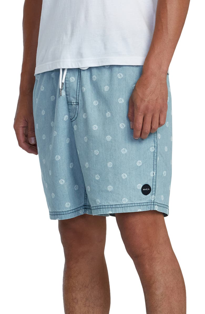 RVCA Escape Cotton Chambray Drawstring Shorts, Alternate, color, Washed Indigo