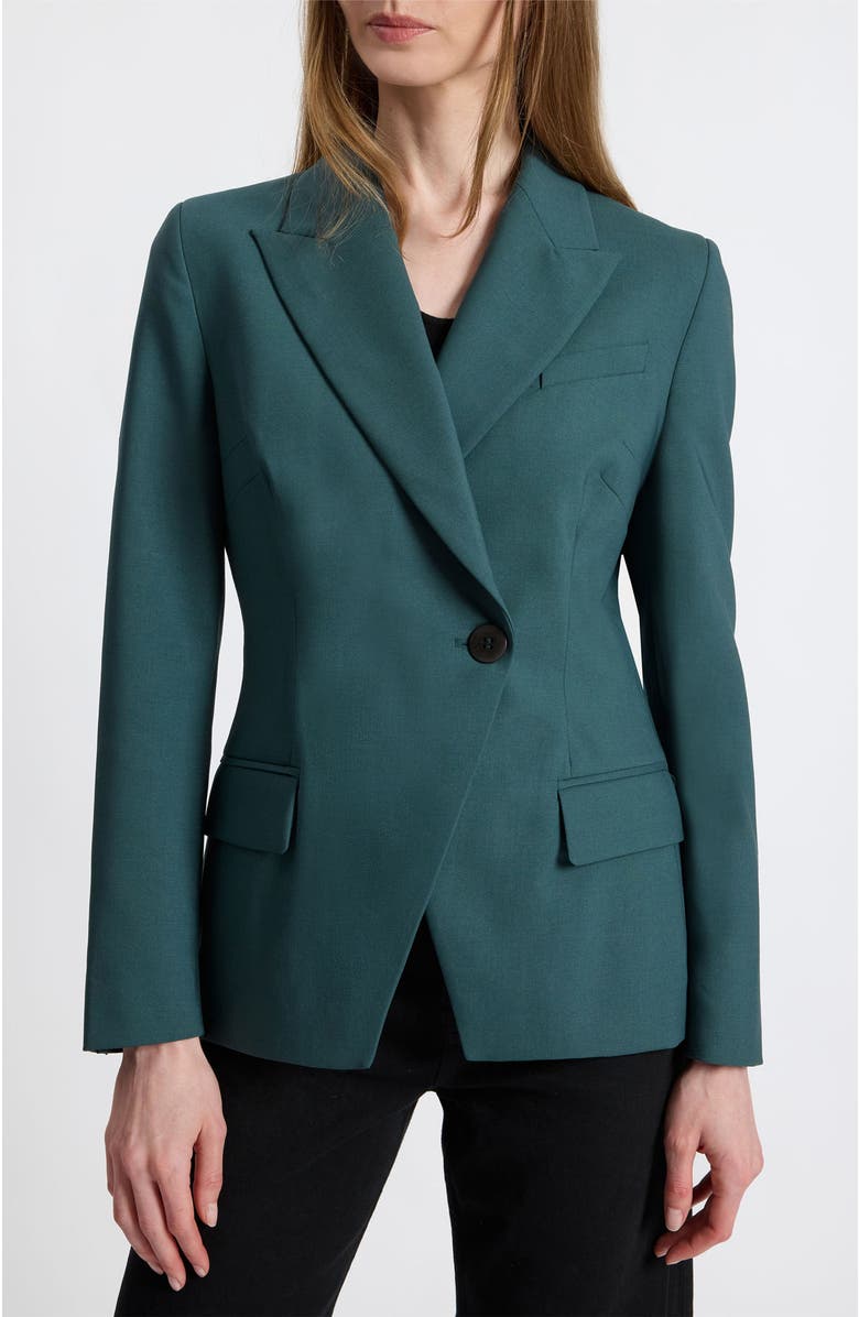 Santorelli Malli Single Button Wool Stretch Jacket, Main, color, Steel Teal