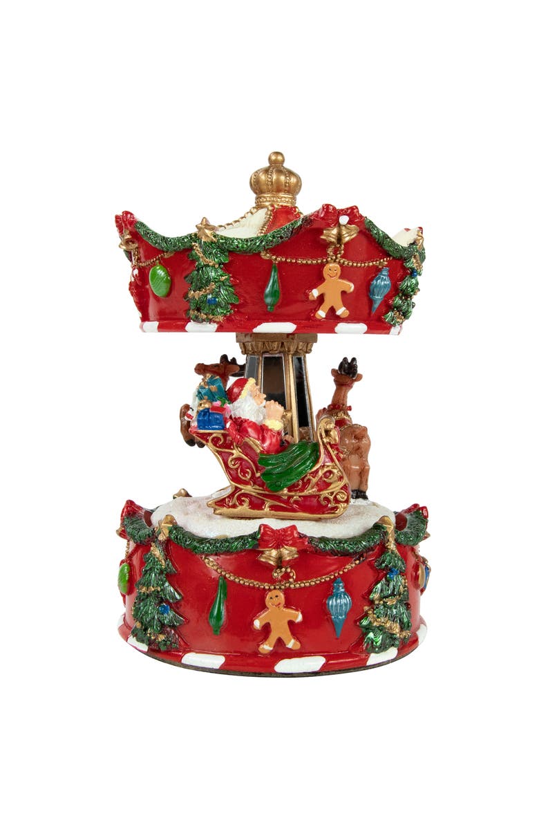 Northlight Santa with Sleigh and Reindeer Animated Musical Christmas Carousel - 6.5", Main, color, 