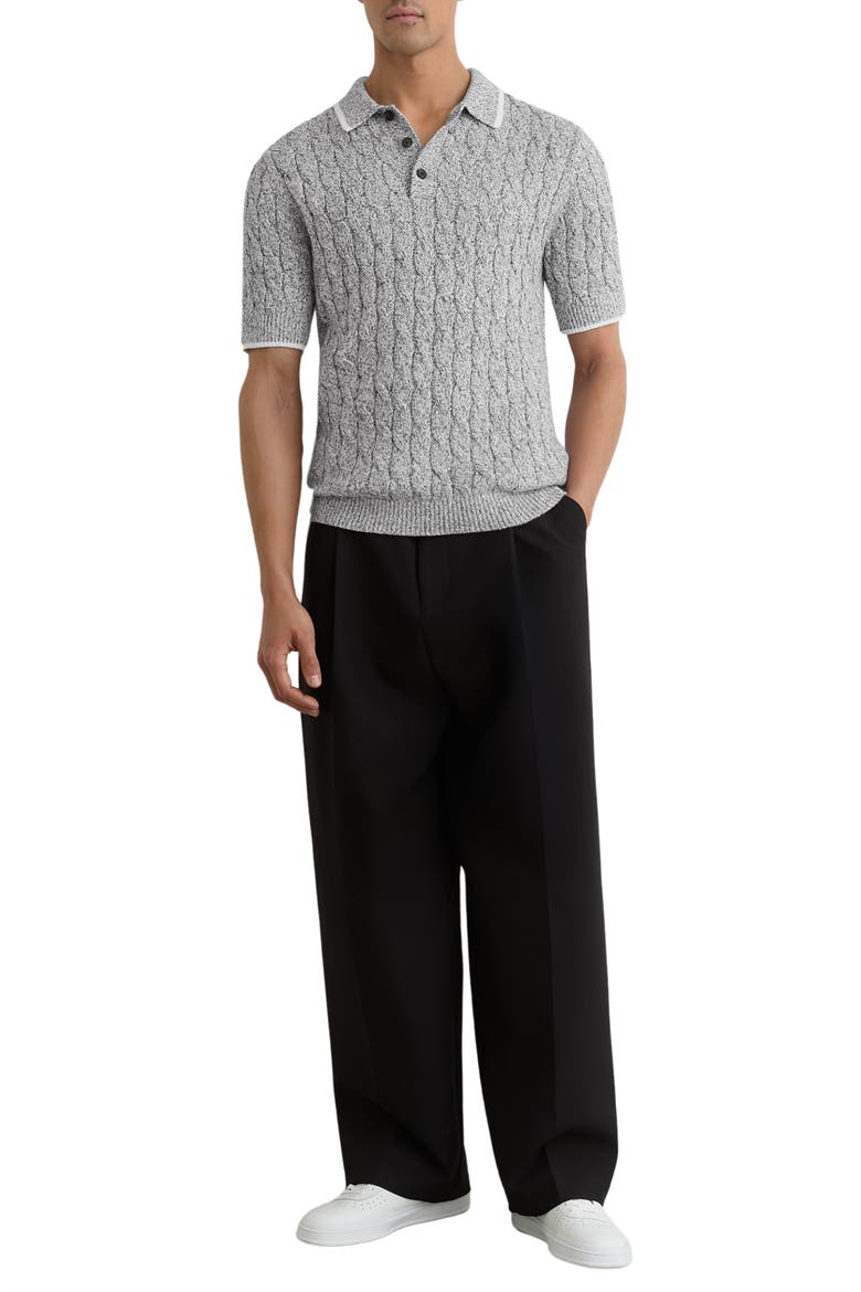 Denby Knit Polo, Alternate, color, BLACK/ WHITE