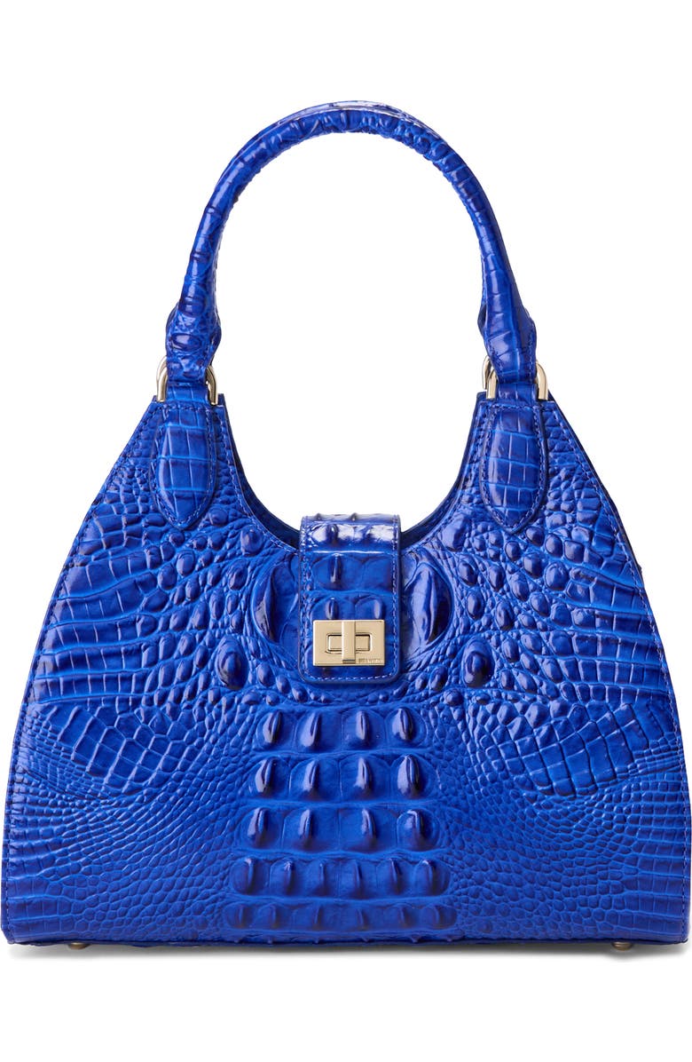 Brahmin Adrian Croc Embossed Leather Shoulder Bag, Main, color, Ultramarine