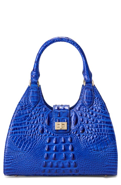 Adrian Croc Embossed Leather Shoulder Bag