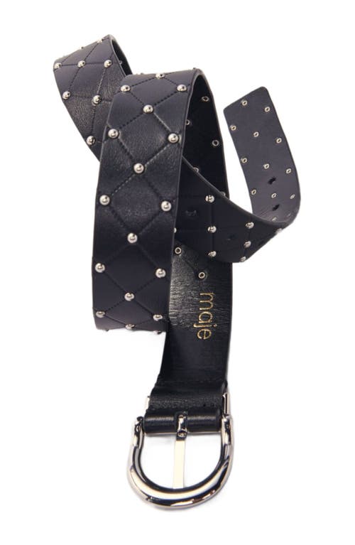 Maje Quilted Leather Belt In Black