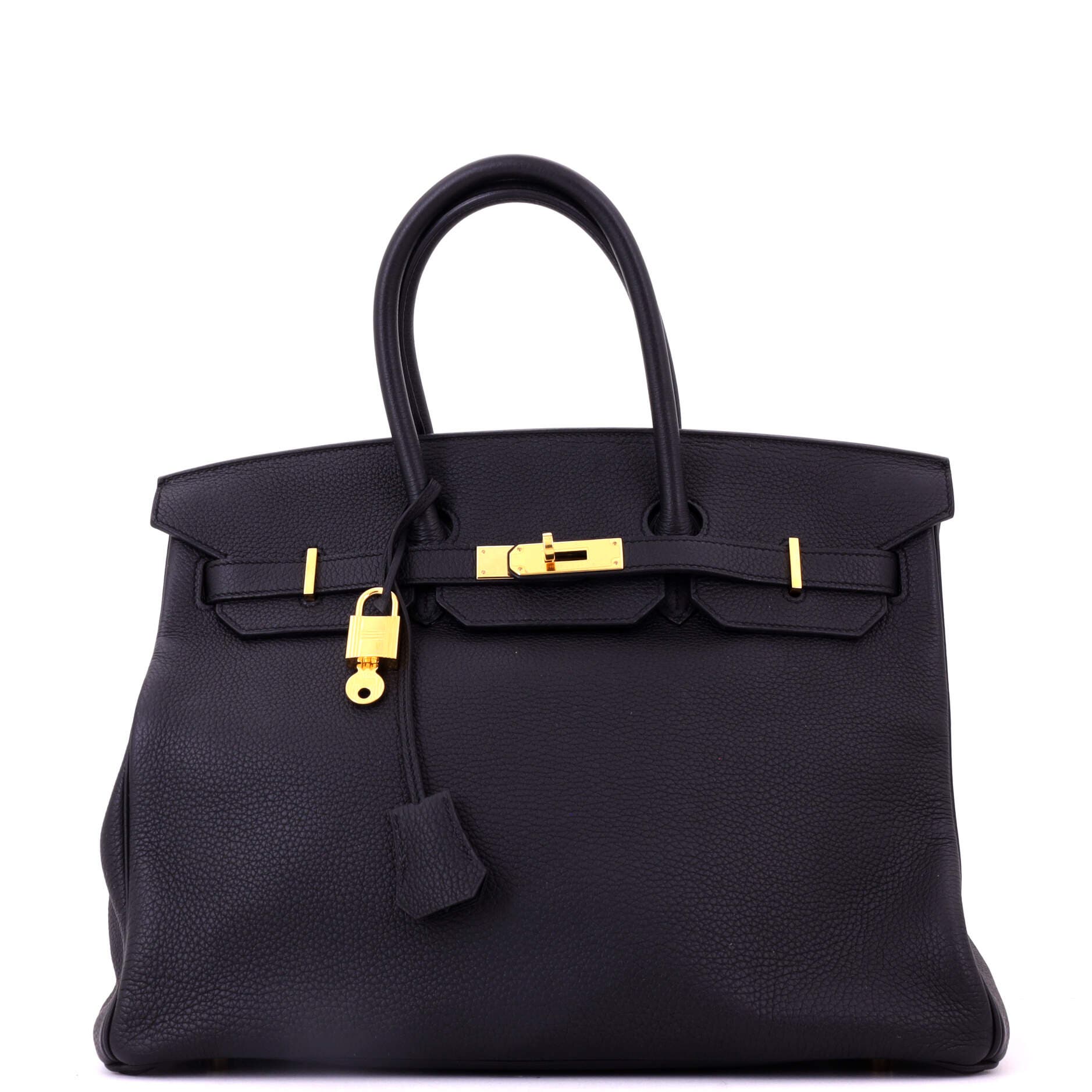 Pre-Owned Hermes Birkin Handbag Black Togo with Gold Hardware 35, Main, color, Noir