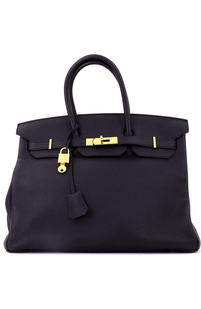 Pre-Owned Hermes Birkin Handbag Black Togo with Gold Hardware 35, Main, color, Noir
