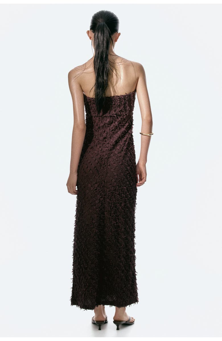 H&M Frayed bandeau dress, Alternate, color, Dark Brown