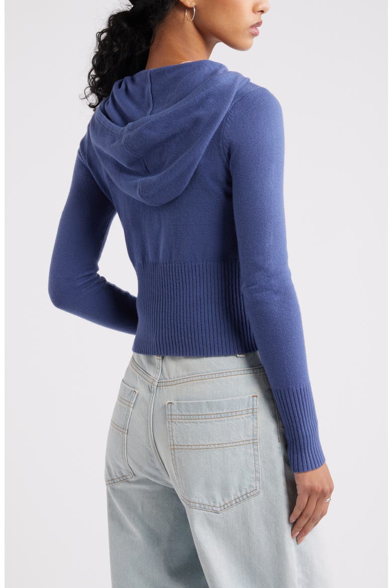 Fitted Cotton Blend Hoodie, Alternate, color, BLUE INDIGO