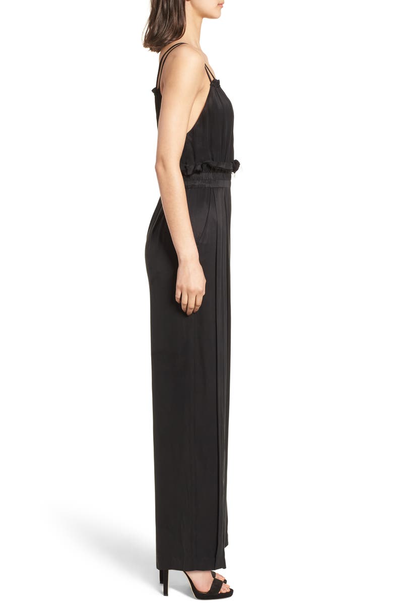 KENDALL + KYLIE Satin Paperbag Waist Jumpsuit, Alternate, color,