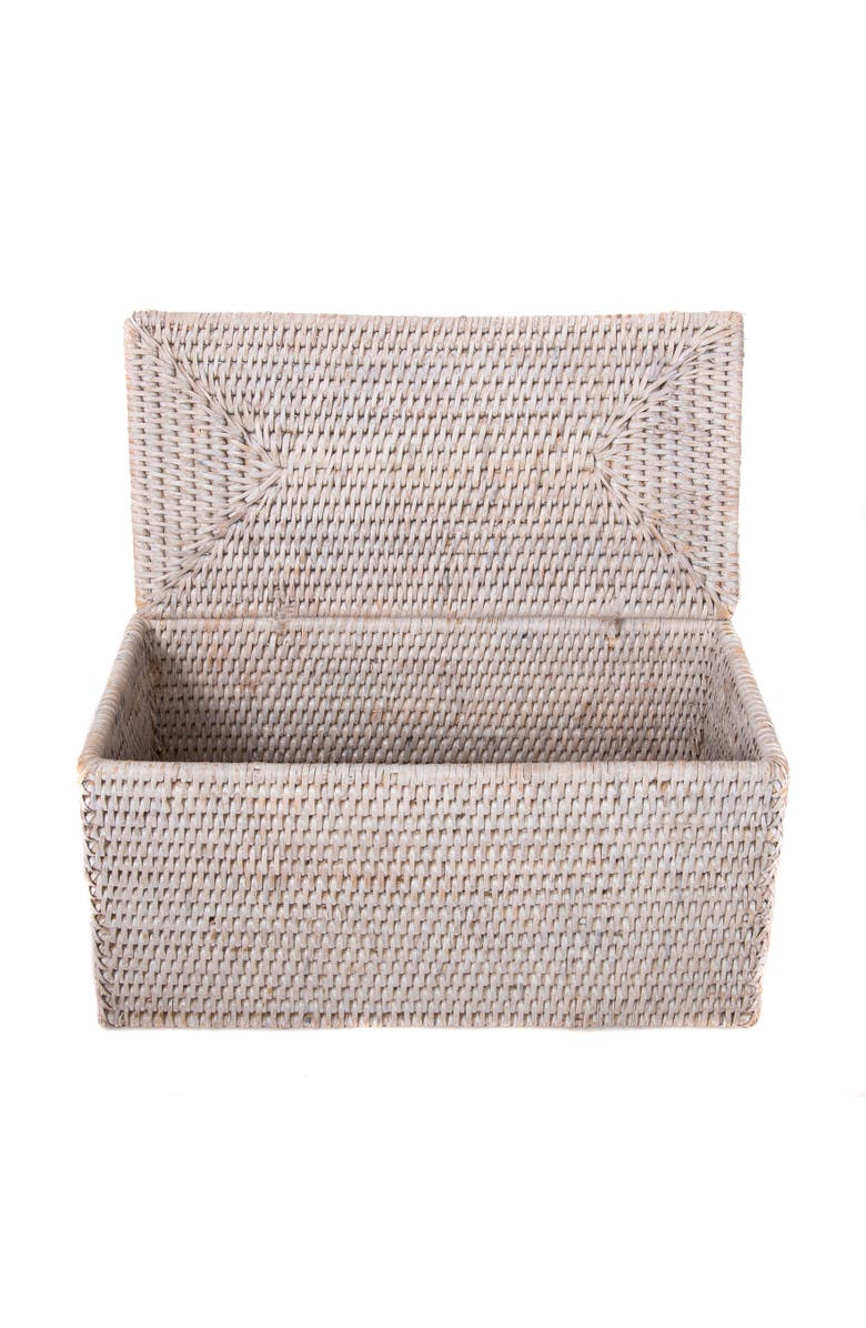 Artifacts Trading Company<sup>™</sup> Artifacts Rattan Rectangular Double Toilet Roll Holder with Hinged Lid, Alternate, color, White Wash