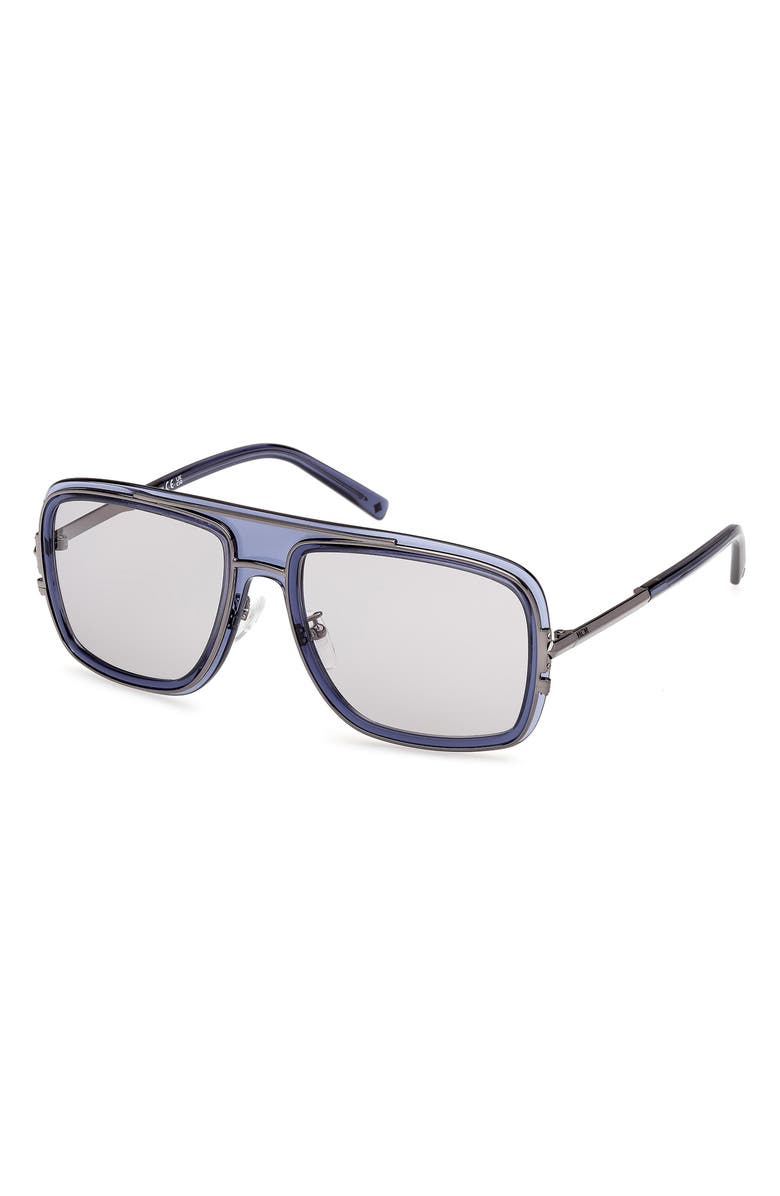 MCM 57mm Navigator Sunglasses, Alternate, color, Shiny Blue / Smoke