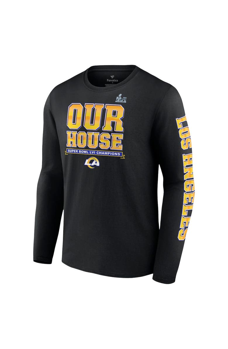 FANATICS Men's Fanatics Branded Black Los Angeles Rams Super Bowl LVI Champions Hometown Audible Long Sleeve T-Shirt, Alternate, color, 