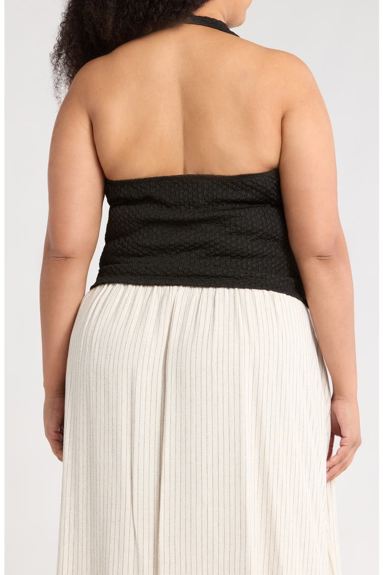 Textured Knit Halter Top, Alternate, color, BLACK