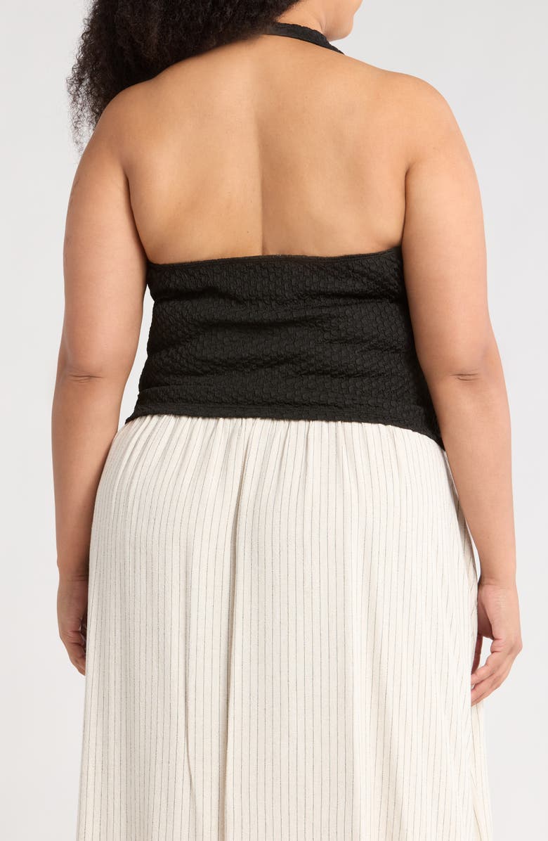 Renee C Textured Knit Halter Top, Alternate, color, Black