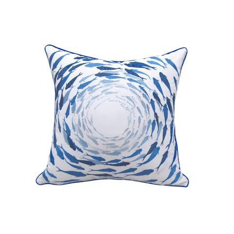 Azure Fish School Indoor/Outdoor Accent Throw Pillow 20" x 20"