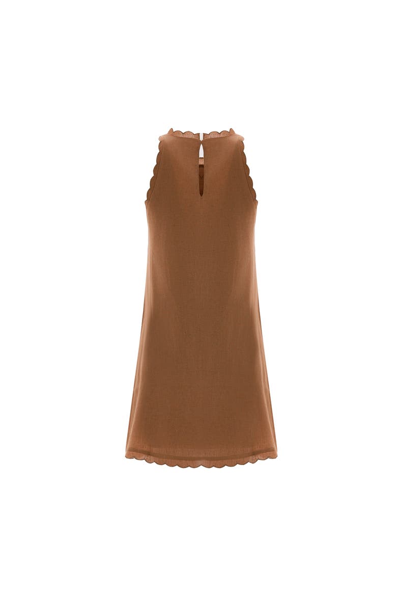 Calia Linen Blend Sleeveless Fit & Flare Mini Dress, Alternate, color, Brown